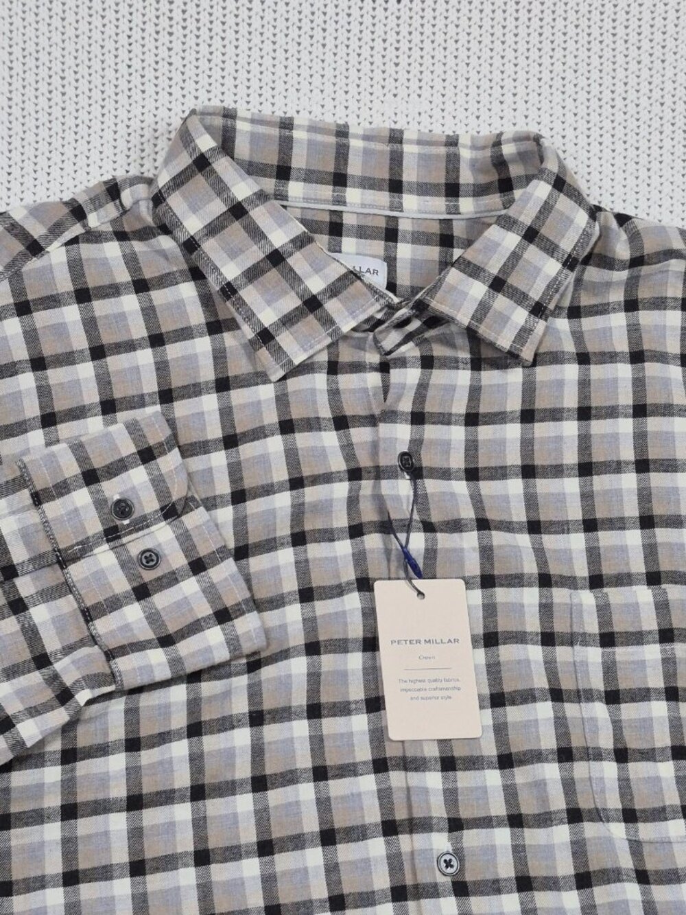 Peter Millar Crown North Bay Cotton Shirt Men's XL Button Up Dark Sand Sport